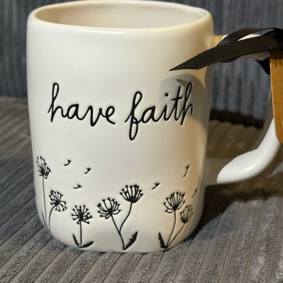 Rae Dunn White Mug with Black 'Have Faith' w/ Dandelion Design - Picture 3 of 5